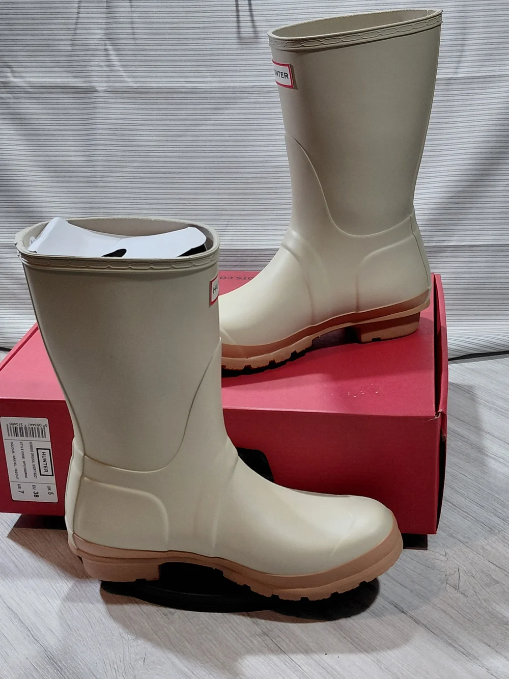 NEW Hunter Women Original Short 100% Waterproof Rubber Rain Boots Biscuit Tan W7